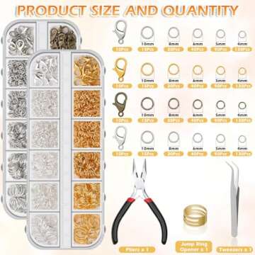 PAXCOO Jump Rings for Jewelry Making kit, 1260Pcs Jump Rings and Lobster Clasps with Jump Rings Tool...