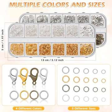 PAXCOO Jump Rings for Jewelry Making kit, 1260Pcs Jump Rings and Lobster Clasps with Jump Rings Tools and Pliers for Jewelry Making and Necklace Repair (Assorted Colors)