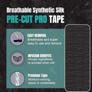 Heali Kinesiology Tape with Magnesium and Menthol, 20 Pcs Precut Strips, K Tape Roll, Knees, Physica...