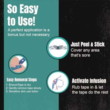 Heali Kinesiology Tape with Magnesium and Menthol, 20 Pcs Precut Strips, K Tape Roll, Knees, Physical Therapy Sports Tape for Muscle and Joint Pain Relief, Water Resistant, Black Zebra