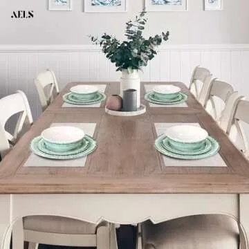 AELS Melamine Dinnerware Set of 12 Pcs Dinner Dishes Set for Indoor and Outdoor Use, Dishwasher Safe, Lightweight Unbreakable, BPA Free, Sage Green