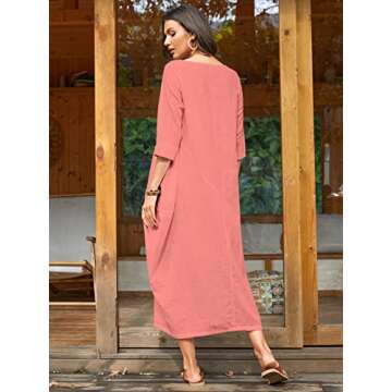 Celmia Women's Cotton Maxi Dress with Pockets