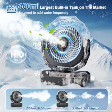 Portable Misting Fan with 460ml Tank and Remote Control