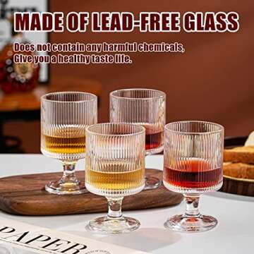 wookgreat Vintage Wine Glasses Set of 12, 8 oz Origami Style Glass Water Goblets, Unique Embossed Pattern Stemmed Cocktail Glasses, Classic Goblet Party Glasses, Wine Glasses Goblets for Daily Use