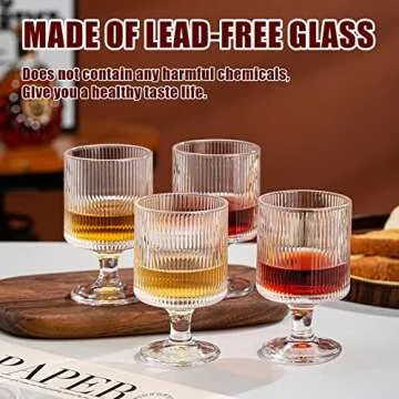 wookgreat Vintage Wine Glasses Set of 12, 8 oz Origami Style Glass Water Goblets, Unique Embossed Pattern Stemmed Cocktail Glasses, Classic Goblet Party Glasses, Wine Glasses Goblets for Daily Use