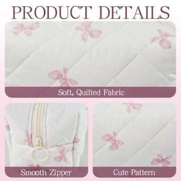 Chic Floral Cotton Quilted Makeup Bag for Women