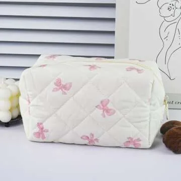 Chic Floral Cotton Quilted Makeup Bag for Women
