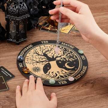 INFUNLY Wooden Pendulum Board for Witchcraft Divination