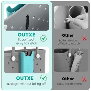 OUTXE Silicone Phone Holder for Bogg Bag, Phone Case Holder Charms Accessory Compatible with All Bogg Bags, Cell Phone Holder for Bogg Bag, Phone Holder Attachment for Beach Tote Bags