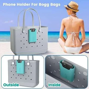 OUTXE Silicone Phone Holder for Bogg Bag, Phone Case Holder Charms Accessory Compatible with All Bogg Bags, Cell Phone Holder for Bogg Bag, Phone Holder Attachment for Beach Tote Bags