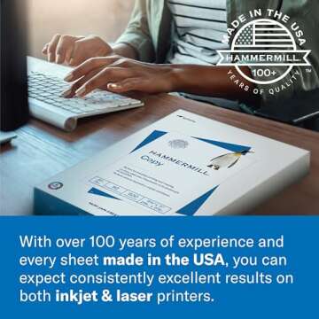 Hammermill Printer Paper, Premium Color 32 lb Copy Paper, 8.5 x 11 - 8 Ream | 4000 Sheets - 100 Bright, Made in the USA, 102630C