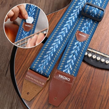 YIKOKO Guitar Strap with Pick Pocket and Leather Ends