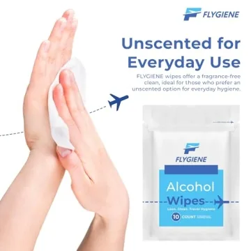 FLYGIENE Travel Wipes - 70% Alcohol Hand Sanitizing Wipes