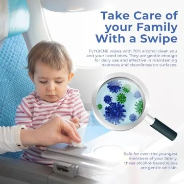 FLYGIENE Travel Wipes - 70% Alcohol Hand Sanitizing Wipes