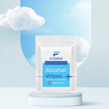 FLYGIENE Travel Wipes - 70% Alcohol Hand Sanitizing Wipes