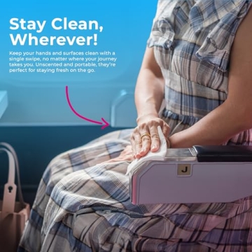 FLYGIENE Travel Wipes - 70% Alcohol Hand Sanitizing Wipes