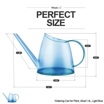 WhaleLife Indoor Watering Can for House Bonsai Plants (1.4L, Light Blue)