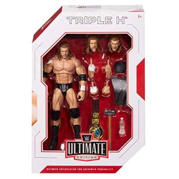 WWE Triple H Ultimate Edition Wave 3 Multiple-Pose 6-inch Action Figure with Entrance Gear, Extra Heads & Swappable Hands ​