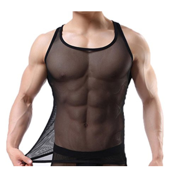 OUYE Men's Mesh See-Through Tank Top Vest - Stylish Athletic Wear