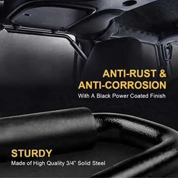 SUPAREE Front & Rear Grab Bar Grab Handle Bars Compatible with 2007-2018 Jeep Wrangler JK JKU Sahara Sports Freedom Rubicon X & Unlimited 2/4 Door