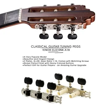 TENOR Classical Guitar Tuners with Nickel Finish and Ebony Buttons