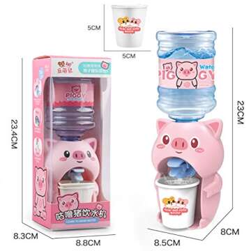 LUOZZY Mini Water Dispenser for Kids Lovely Pig Water Machine Funny Water Toy for Kids (Pink)