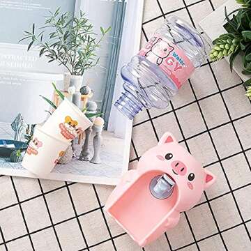 LUOZZY Mini Water Dispenser for Kids Lovely Pig Water Machine Funny Water Toy for Kids (Pink)