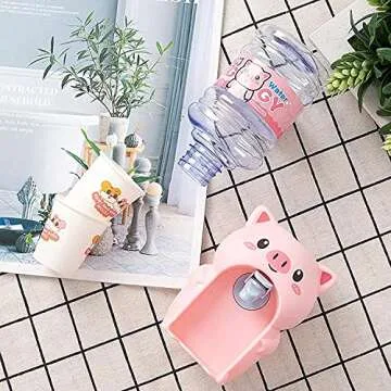 LUOZZY Mini Water Dispenser for Kids Lovely Pig Water Machine Funny Water Toy for Kids (Pink)