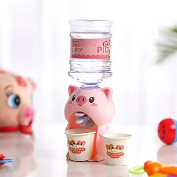LUOZZY Mini Water Dispenser for Kids Lovely Pig Water Machine Funny Water Toy for Kids (Pink)
