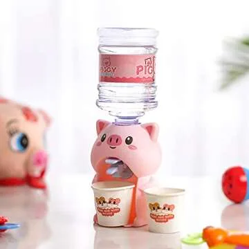 LUOZZY Mini Water Dispenser for Kids Lovely Pig Water Machine Funny Water Toy for Kids (Pink)