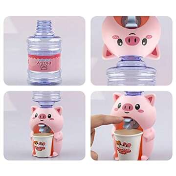 LUOZZY Mini Water Dispenser for Kids Lovely Pig Water Machine Funny Water Toy for Kids (Pink)