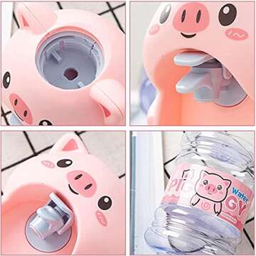 LUOZZY Mini Water Dispenser for Kids Lovely Pig Water Machine Funny Water Toy for Kids (Pink)
