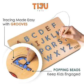 TIJU Toys Wooden Magnetic Letter Tracing Board - Learn to Write Toy for Kids Age 3 - Learn to Write ...