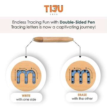 TIJU Toys Wooden Magnetic Letter Tracing Board - Learn to Write Toy for Kids Age 3 - Learn to Write Alphabet Learning Toys - Montessori ABC Learning for Toddlers - Alphabet Letters for Kids Ages 3-5