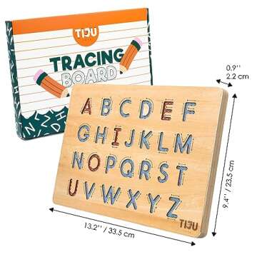 TIJU Toys Wooden Magnetic Letter Tracing Board - Learn to Write Toy for Kids Age 3 - Learn to Write Alphabet Learning Toys - Montessori ABC Learning for Toddlers - Alphabet Letters for Kids Ages 3-5