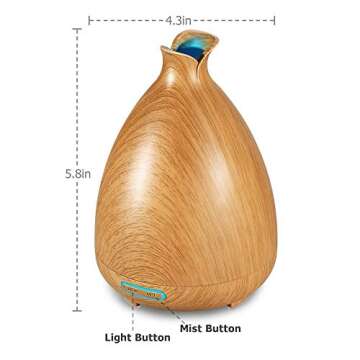 URPOWER Essential Oil Diffuser, 150ml Wood Grain Ultrasonic Aromatherapy Oil Diffuser with Adjustable Mist Mode Waterless Auto Shut-off Humidifier and Diffusers for Essential Oils