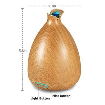 URPOWER Essential Oil Diffuser, 150ml Wood Grain Ultrasonic Aromatherapy Oil Diffuser with Adjustable Mist Mode Waterless Auto Shut-off Humidifier and Diffusers for Essential Oils