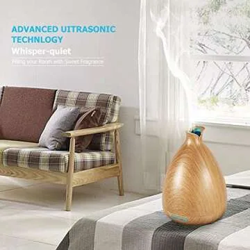 URPOWER Essential Oil Diffuser, 150ml Wood Grain Ultrasonic Aromatherapy Oil Diffuser with Adjustable Mist Mode Waterless Auto Shut-off Humidifier and Diffusers for Essential Oils