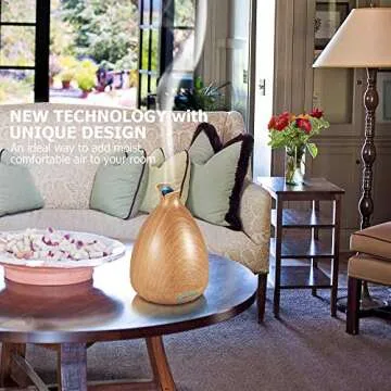 URPOWER Essential Oil Diffuser, 150ml Wood Grain Ultrasonic Aromatherapy Oil Diffuser with Adjustable Mist Mode Waterless Auto Shut-off Humidifier and Diffusers for Essential Oils