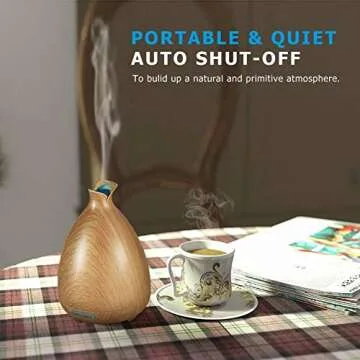 URPOWER Essential Oil Diffuser, 150ml Wood Grain Ultrasonic Aromatherapy Oil Diffuser with Adjustable Mist Mode Waterless Auto Shut-off Humidifier and Diffusers for Essential Oils