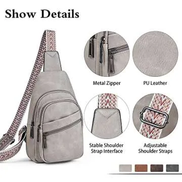 Mroede Sling Bag Crossbody Bags for Women Cross Body Bag Fanny Packs Chest Bags Sling Purses for Travel Shopping