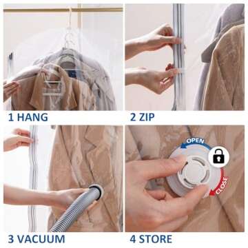 Hanging Vacuum Storage Bags, 6 Pack Large Hanging Vacuum Seal Bags for Clothing, Space Saver for Clothes, Suits, Dress, Jackets, Closet Organizer for Moving Supplies(53.1x27.6 in)