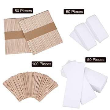Yaomiao Wax Strips Kit, 250 Pieces Includes Waxing Strips and Smooth Wax Applicator Sticks for Women Men Body Skin Hair Removal (White)