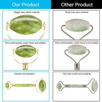 Jade Roller for Face & Gua Sha Set|Jade Roller for Face Real Jade 100% Jade|Anti Aging Skincare Therapy Tool|Puffiness Treatments.