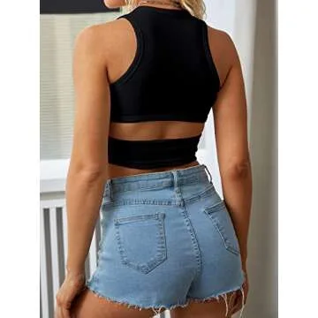 Abardsion Women's Stylish Ribbed Crop Tank Top for Summer