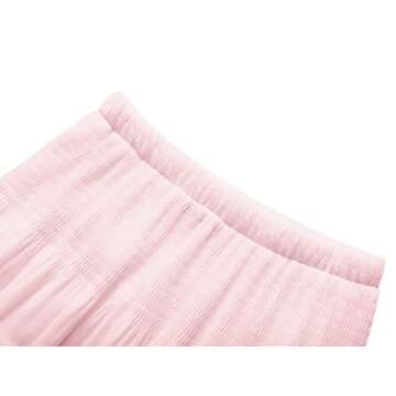 NASHALYLY Women's Chiffon Elastic High Waist Pleated A-Line Flared Maxi Skirts(Baby Pink-146,S)
