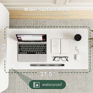 Gibbon Mounts Mobile Standing Desk, Pneumatic Adjustable Rolling Desk(31.5 Inches), Portable Laptop Desk with Wheels, Overbed Bedside Table Laptop Table for Couch, Home, Office, White