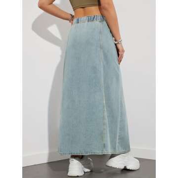 Chouyatou High Waist Flare Long Denim Skirt for Women