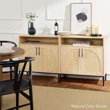 Best Choice Products Rattan Sideboard Buffet Cabinet, Entryway Table, Accent Storage Cabinet, Consol...