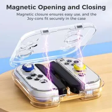 IINE Storage Case for Joypad, Portable Dust-Proof Protective Box Compatible with Joy-con with Cover and Thumb Grip Caps, Joypad Travel Case with Magnetic Closure